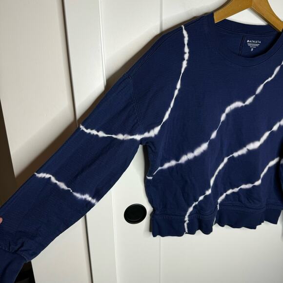Athleta Sundown Sweatshirt 2.0 Eclipse Navy Blue Tie Dye Size XS - Picture 4 of 7
